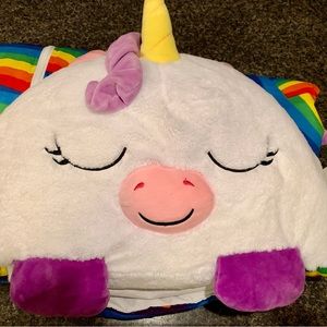 White HAPPY NAPPER Unicorn sleeping bag/pillow